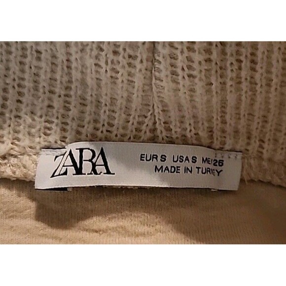 Zara Sweater Womens Small Beige Mock-Neck Long Sleeve Cropped Top - Picture 4 of 8